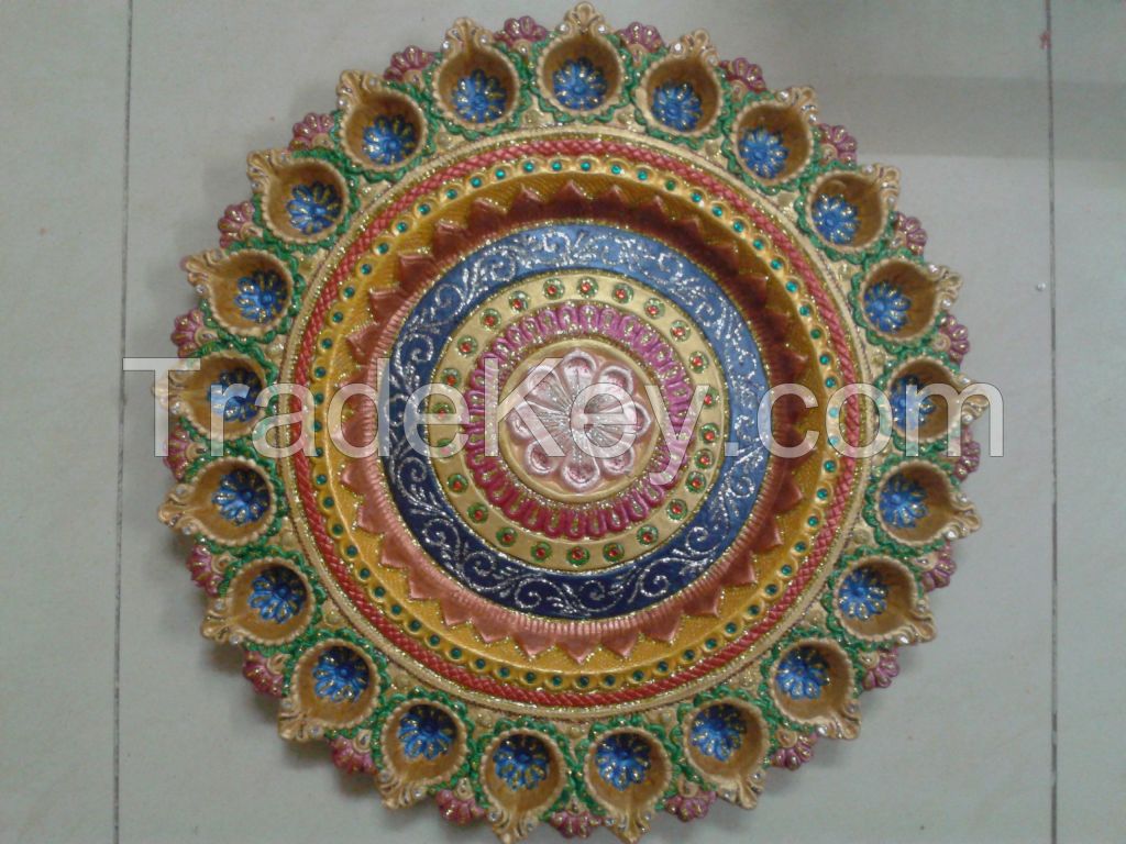 Decorative Clay Diya Plate