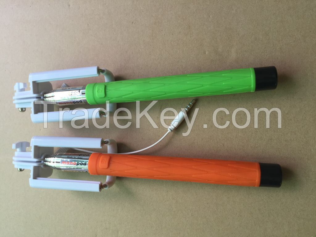 2015 colorful cable wired selfie stick
