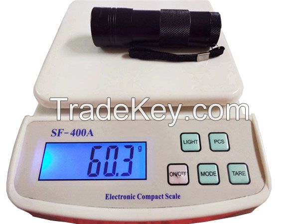 Good Quality 2 piece 395-400nm LED Black Flashlights