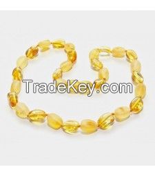 Beans shape Baltic amber teething necklaces