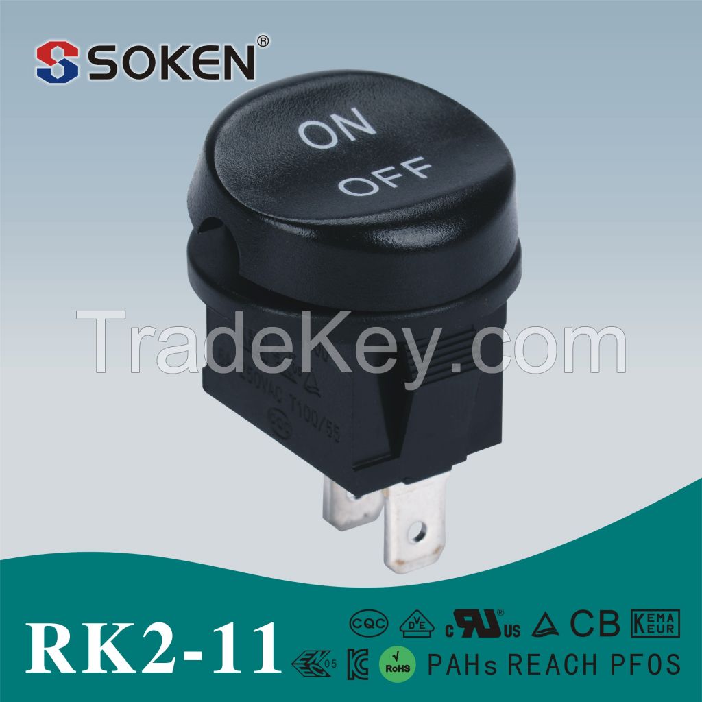 RK2-11 SPST 6A 250VAC Rocker switch