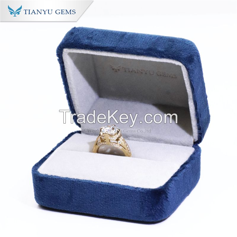 Tianyu Gems Custom D VVS Round OEC Moissanite Engagement Rings 9K 10K 14K 18K Platinum Pure Yellow Gold Wedding Ring