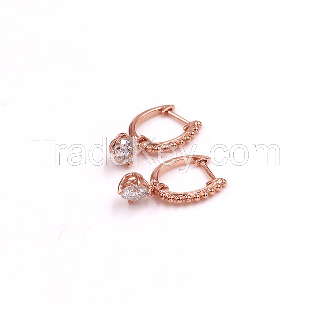 Tianyu Gems New Products 14k Rose Gold 1ct Moissanite Diamonds Charm Earring for Daily Wear