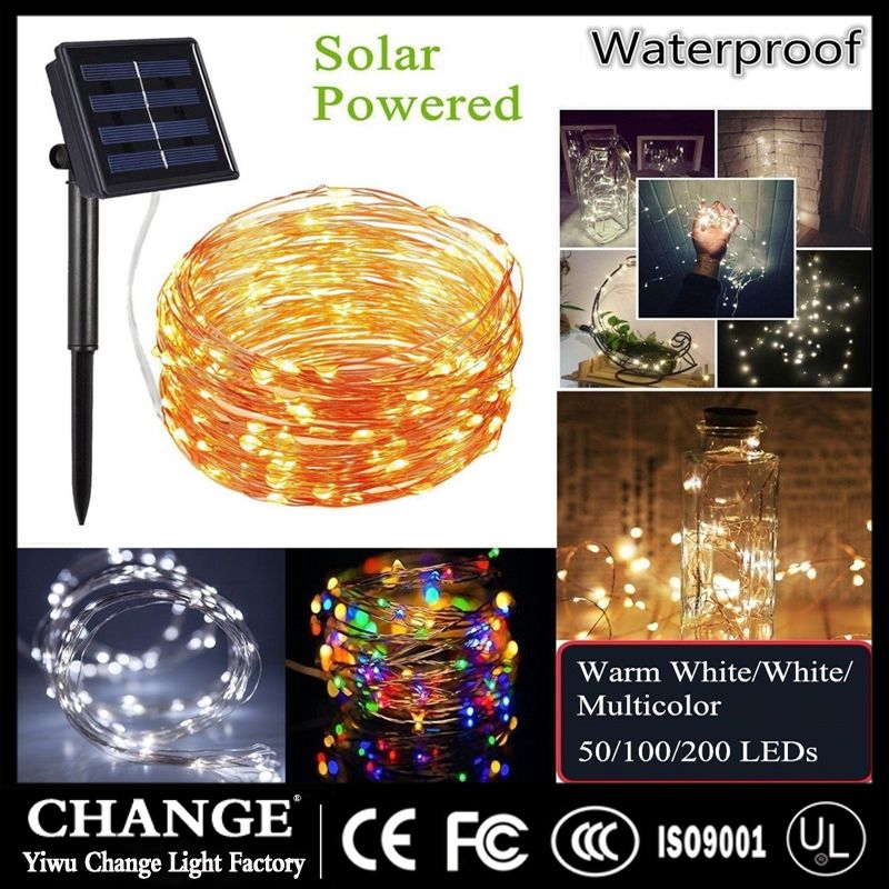 Solar Copper Wire fairy String Lights Waterproof lamp for Christmas Holiday Wedding party