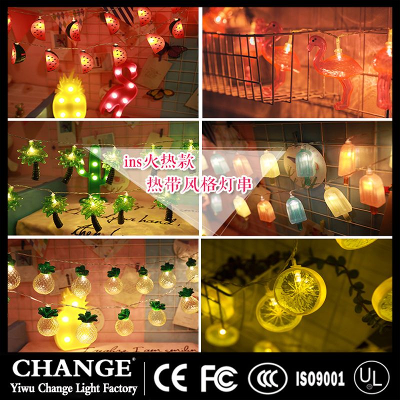 Flamingo Pineapple Cactus Unicorn LED Fairy String Lights for holiday Christmas Party Wedding Decor