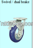 Industrial rigid ,swivel type , swivel with locking heavy duty blue nylon caster wheels