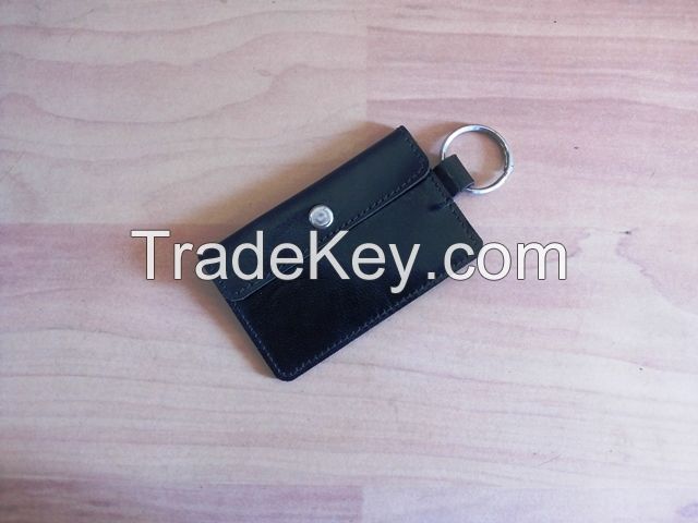 Leather Keychain with credit card