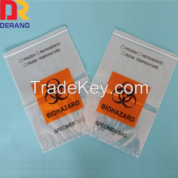 Resealable healthy LDPE plastic kangaroo specimen bag