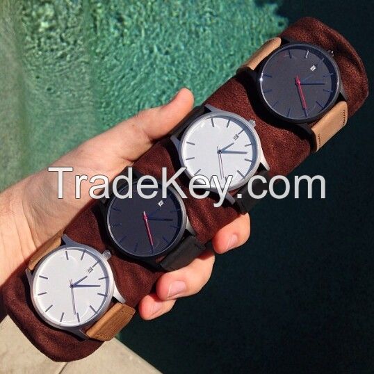 Custom logo brand sports watch with Genuine Leather straps , ROCOCO Wat