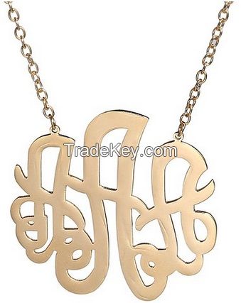 Monogram Necklace 14K Gold Stainless Steel