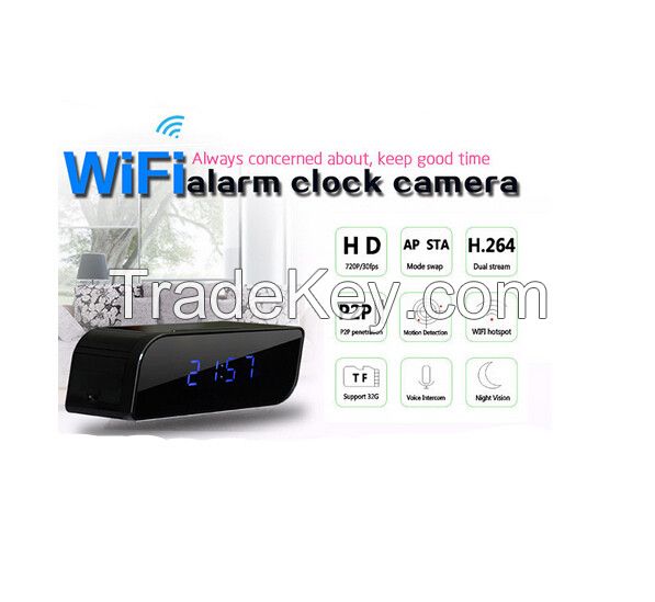 Wifi hidden camera clock P2P clock camera remote control nanny camera