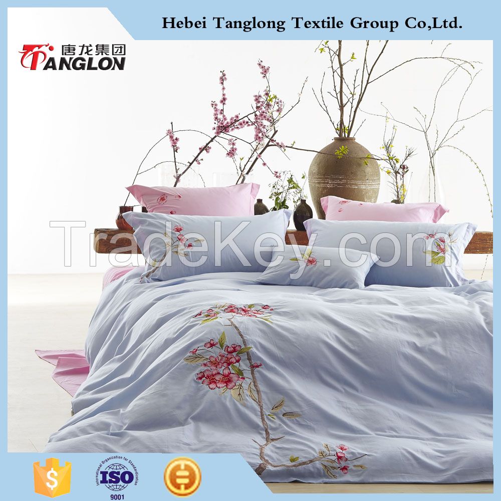 parkway designed Plain cotton embroidery 4pcs bedding set