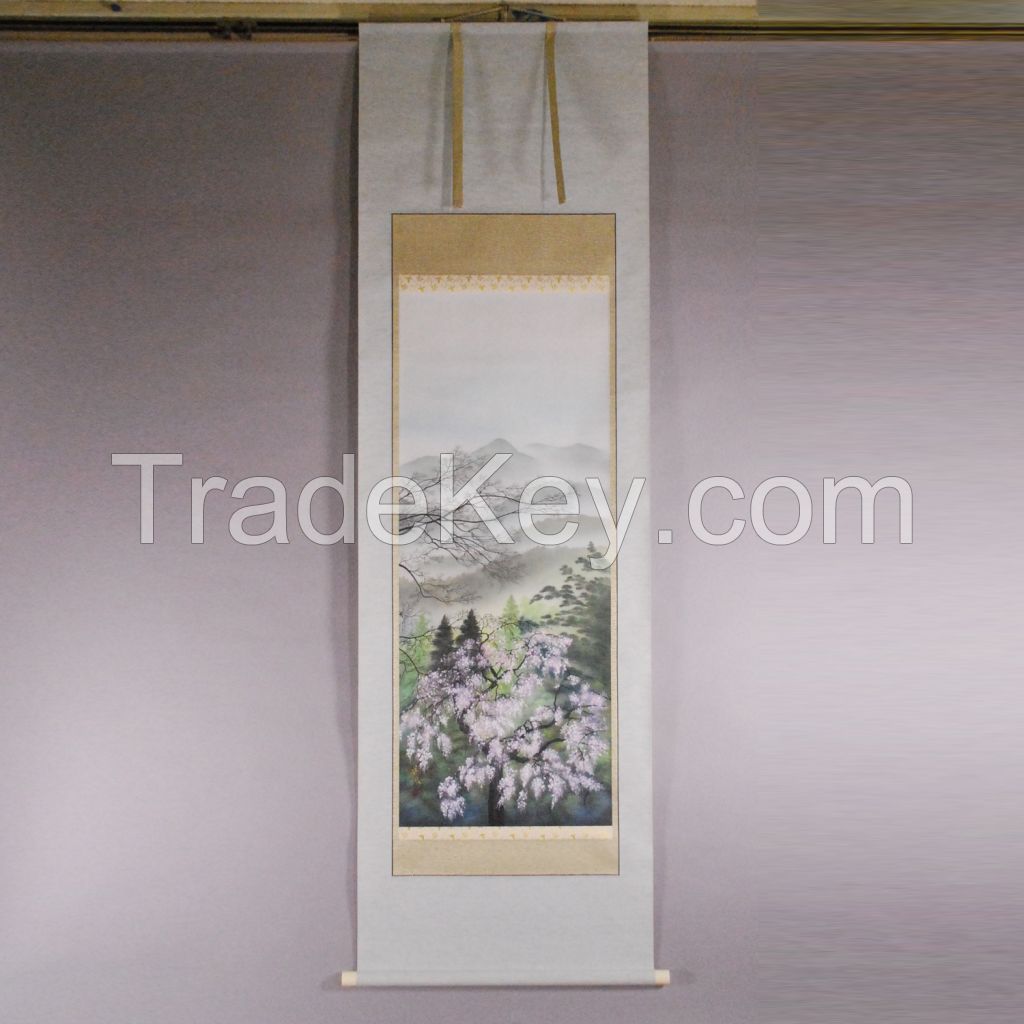 Kakejiku (Japanese hanging scroll) with Cherry Blossoms painting by Kahou Sakakibara