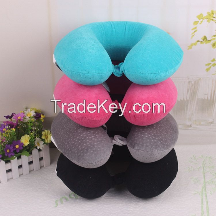 U shape colorfur travel pillow/neck pillow, could with customized logo embroidery