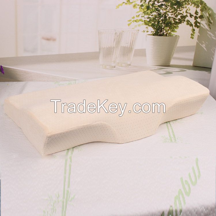 Butterfly-shape memory foam pillow with bamboo cover, pillow filling with PU foam 