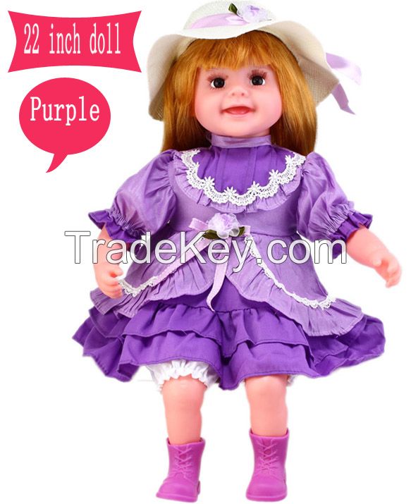 22 inch Hot sale cheap girl baby doll, singing doll, lovely doll american girl toy reborn