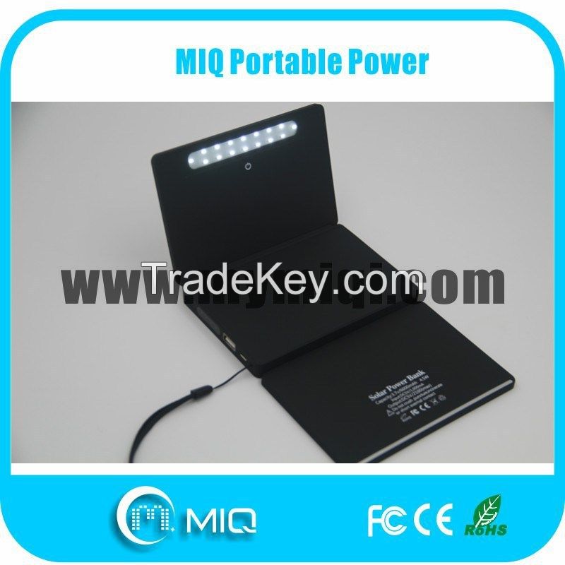 MIQ foldable solar power bank solar charger with solar light 6000MAH