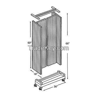  3-Sided Pegboard Floor Display With Wheels, Black