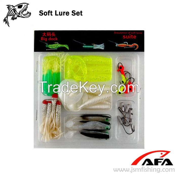 35 Worm Soft Lure Baits Small 10 Lead Head Jig Hook Soft Lure Set Fish