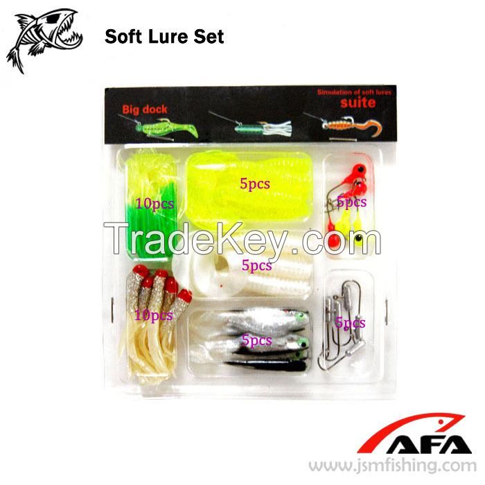 35 Worm Soft Lure Baits Small 10 Lead Head Jig Hook Soft Lure Set Fish