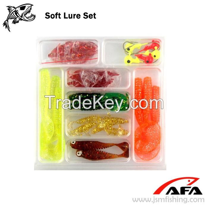 35 Worm Soft Lure Baits Small 10 Lead Head Jig Hook Soft Lure Set Fish