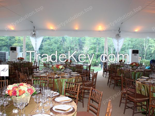 wedding marquee with table chair lighting and all decorations