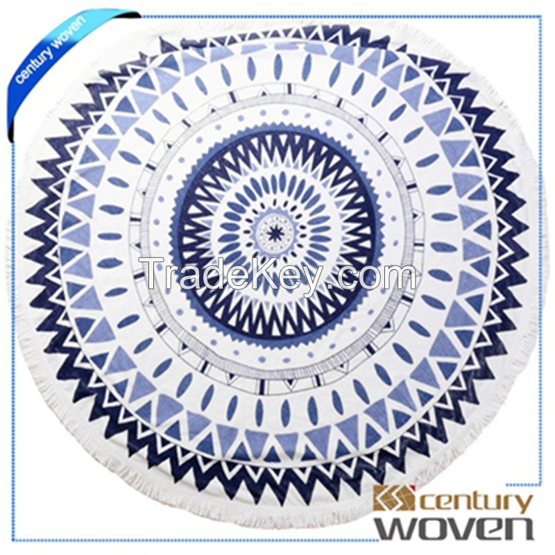 100% cotton round beach towels with tassels 