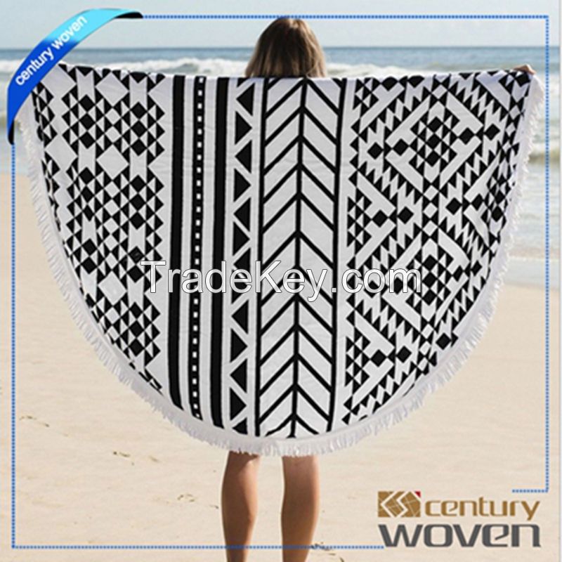 100% cotton round beach towels with tassels 