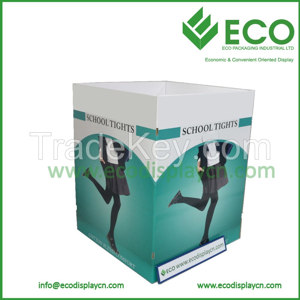 Retail corrugated cardboard dump bin stand, pop display