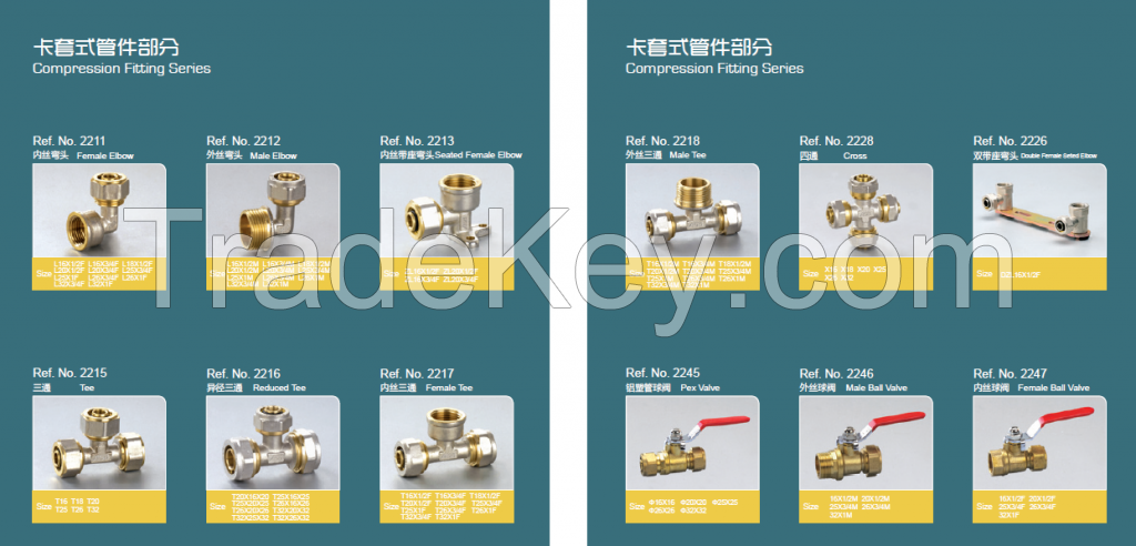 Compression Fittings:Socket, Elbow, Tee, Cross, Valve