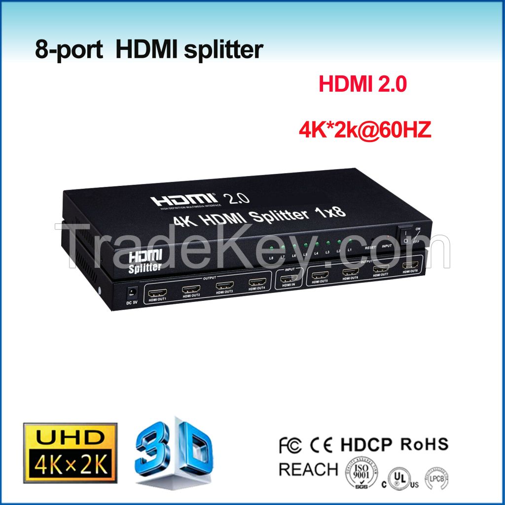 HDMI 2.0 Splitter 1x8 with HDCP2.2, 4k