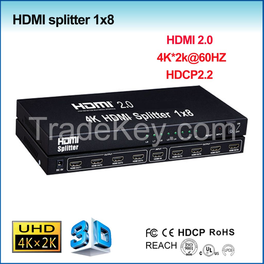 HDMI Distribution Amplifier splitter 1x2/1x4/1x8 HDMI 2.0 Splitter