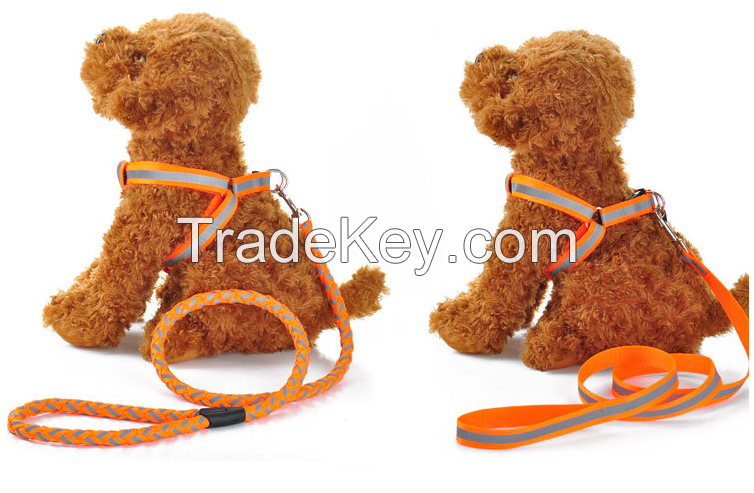 Pet Dog Rainbow Nylon Harness With Leash Puppy