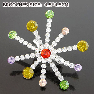 gold-plated rhinestone Christmas snowflake brooch