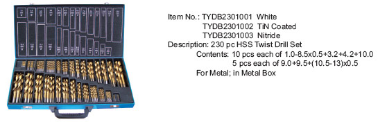 230pc HSS twist drill set