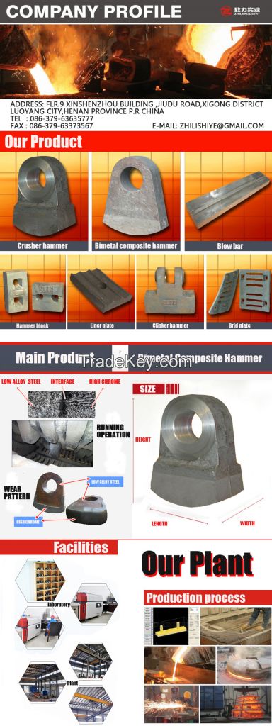 chrome manganese bimetal hammer crusher hammerhead