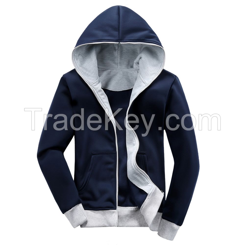 China Factory Custom AZO Free Men's Spring Autumn Hih Quality Full Zipper Plain Hoody Sweatshirt