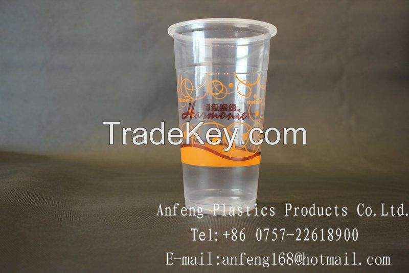 700mLDisposable custom logo printed bubble tea cup/Disposable plastic cup