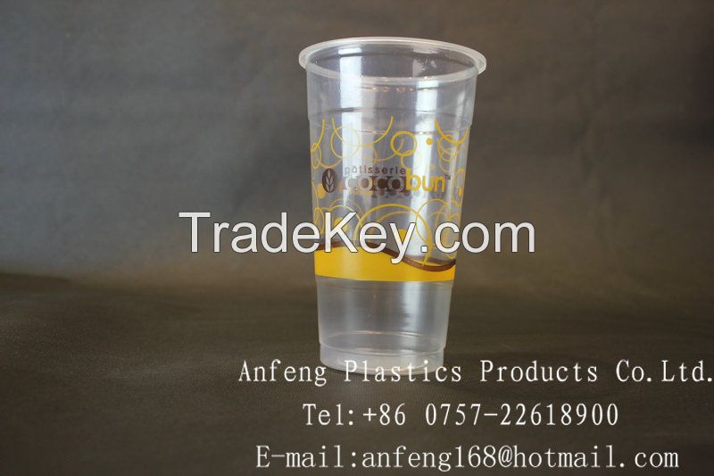 700mLDisposable custom logo printed bubble tea cup/Disposable plastic cup