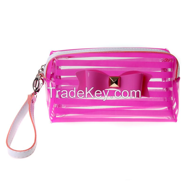 Fashion transparent PVC hand carry female cosmetic bag