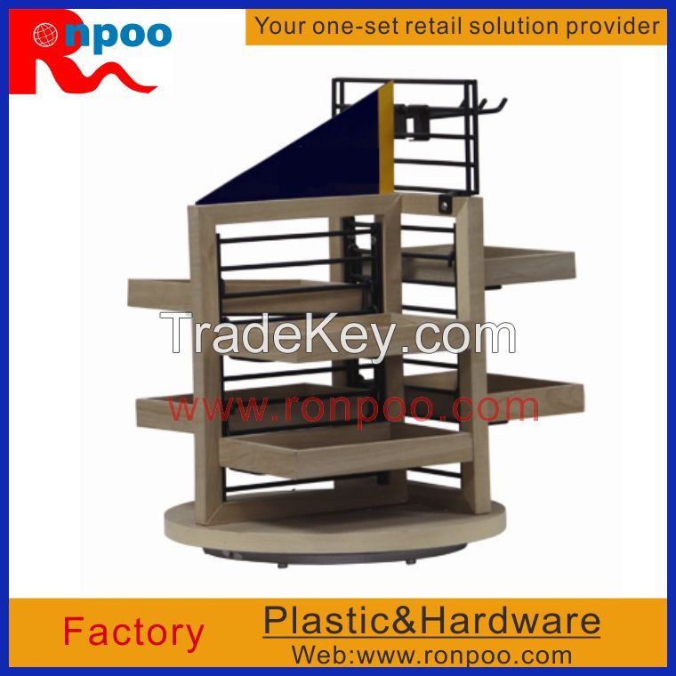 Wooden Cosmetic Display Stand, Wooden Floor Cosmetic Display Stand, Wooden Cube Display Shelf, Free Standing Wood Display, MDF Display Stands, Floor Display Stands, Standing Wood Display, Rotating Display Rack with Pegs, Grocery Food Racks, Custom Retail 