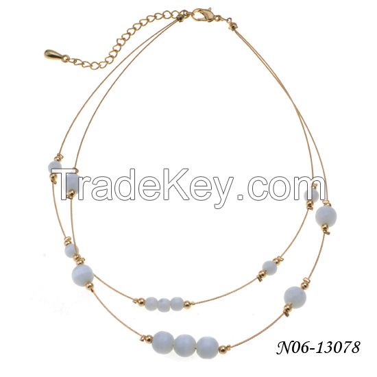 Fashion necklace with colorful bead/pearl made of glass/iron/alloy, OEM orders are welcome