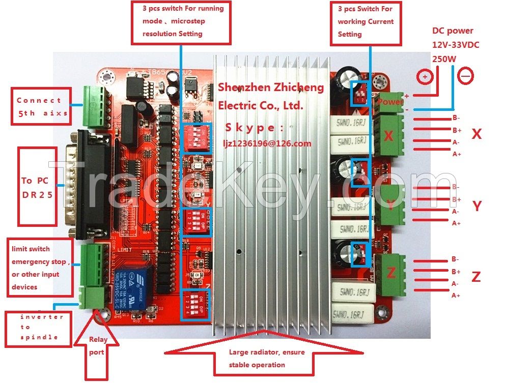 Factory direct sales / CNC 3 Axis TB6560 3.5A Stepper Motor Driver Controller Board Mach3