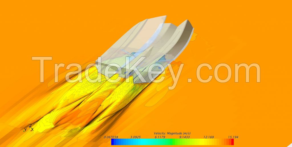 CFD calculation of corps of motor catamaran.