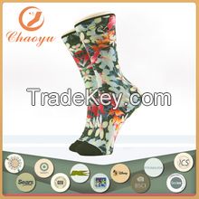 Red and White Lily Sublimation Print Skateboarding Socks