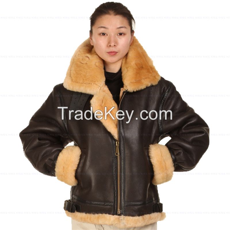 B3 Jacket air shearling Bomber Fur Vintage military pilot men World a