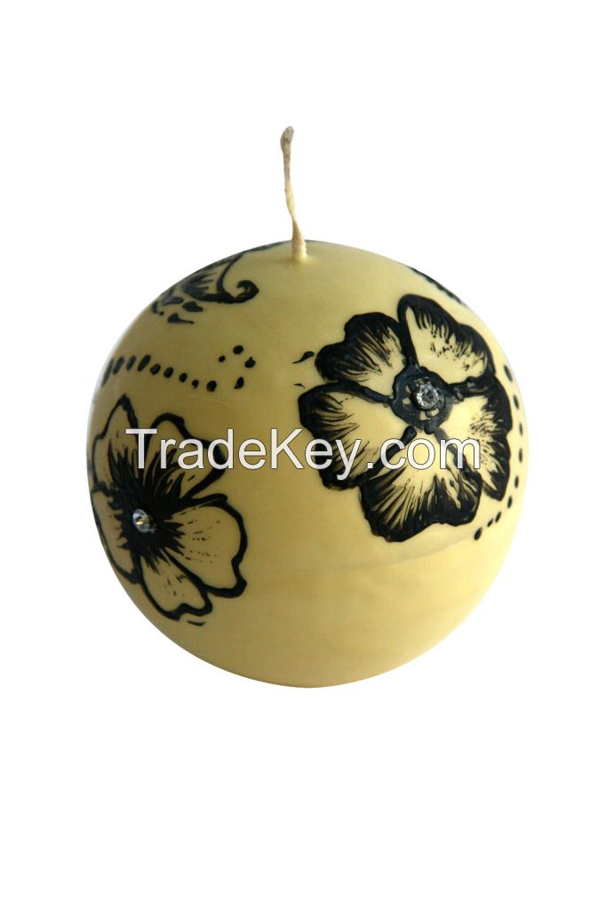 ball shape hand painted candle vanilia fragrance