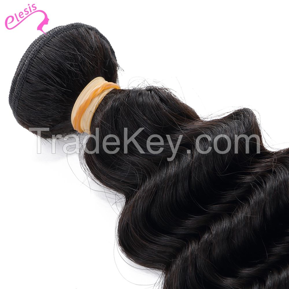 ELESIS Virgin Hair Product 1 piece Deep Wave Human Virgin Hair Extensions