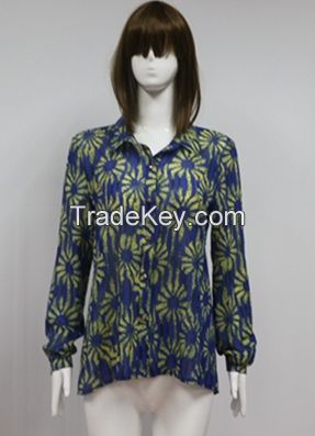 Latest design womens long sleeve printed tail shirt