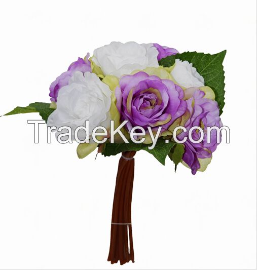 artificial 8-Head Bridal Rose Bush,qrtificial bouquet for marriage